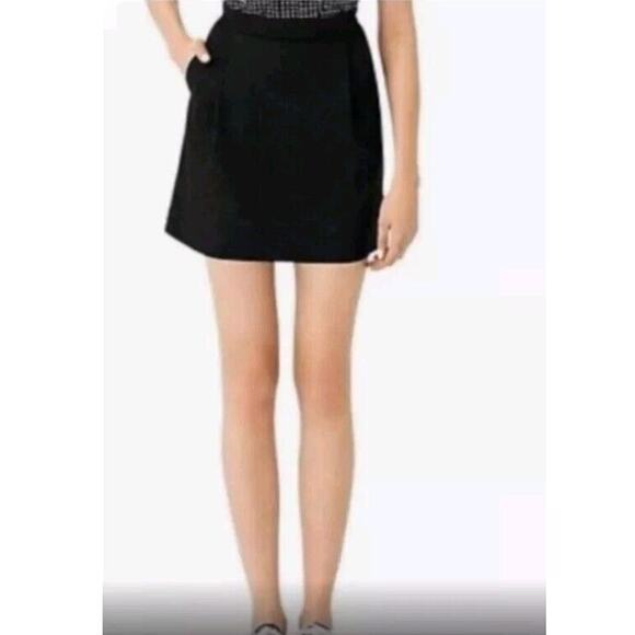 NWT! Kate Spade Saturday Black Mini Skirt Sz4 Pockets & Pleats Perforated Cotton - Picture 2 of 10